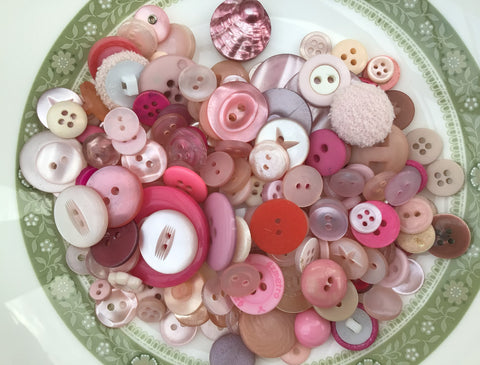 70g Vintage Pink Pre Loved Buttons Assortment 1