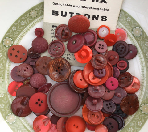 50g Vintage Red Pre Loved Buttons Assortment 3
