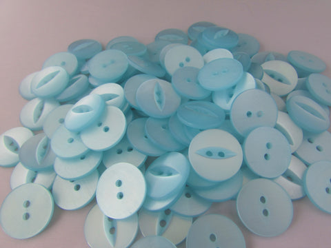 11mm & 19mm Buttons Turquoise Blue Fisheye  Buttons 2 Hole Pks 10, 20, 50, 100