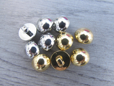 11mm Domed Silver or Gold Shank Jacket Buttons