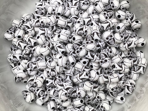 13mm White Skull Beads