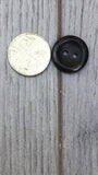 15mm Buttons Black Round Gloss Lipped 2 Hole Coat Buttons in Packs of 10 or 20