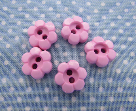 Baby Buttons 11mm & 15mm Pink Daisy Shaped Flower Buttons Asst Pk Sizes