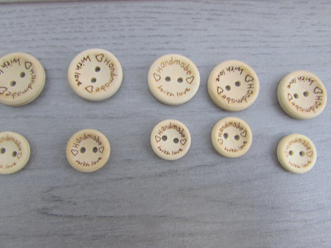 15mm & 20mm Handmade with Love Buttons - Premium  from Smart as a button - Just £0.45! Shop now at Smart as a button