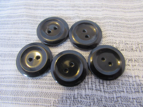 15mm Buttons Black Round Gloss Lipped 2 Hole Coat Buttons in Packs of 10 or 20