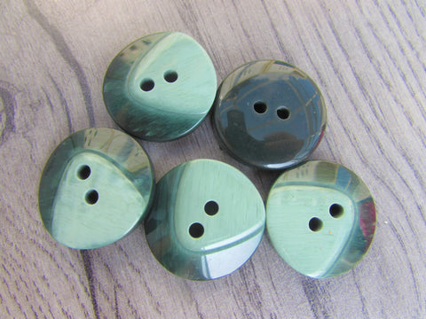 25mm Buttons Round Forest Green Chunky 5mm Deep 2 Hole Buttons Asst Packs