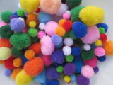 Pom Poms Assorted Sizes 30/25/20/15/10mm Assorted Colours Packs of 100 Pompoms