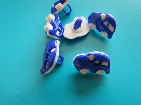 Blue and White Shank Car Buttons