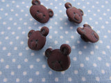 Brown Teddy Bear Head Baby Buttons Shank Fastening 14mm  Pack of 5, 10 or 20