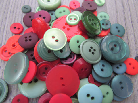 50g Christmas Colour Button Assortment