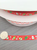 9mm Red Christmas Ribbon with Mitten Glove Print in 2m, 5m, 10m 20m Grosgrain