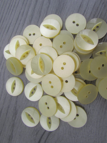 11mm & 19mm Buttons Lemon Fisheye  Buttons 2 Hole Pks 10, 20, 50, 100
