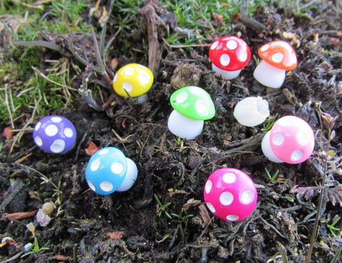 Pack of 8 Mushrooms for Fairy Gardens