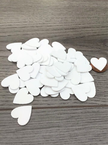 Pack of 100 White Wooden Hearts