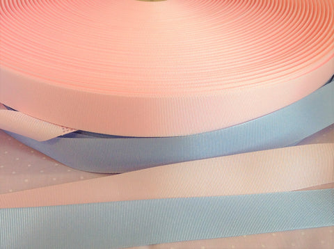 15MM & 25MM BABY PINK OR BABY BLUE GROSGRAIN RIBBON
