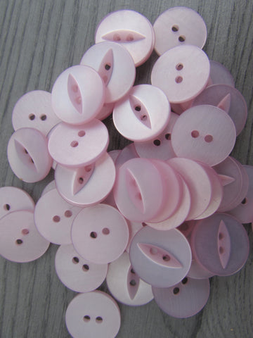 11mm, 14mm, 16mm & 19mm Buttons Pink Fisheye  Buttons 2 Hole Pks 10, 20, 50, 100