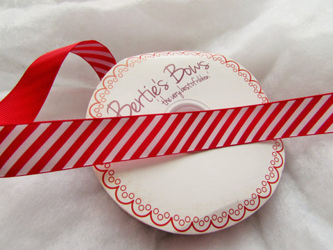 25m Red and White Candy Stripe Ribbon 16mm Wide