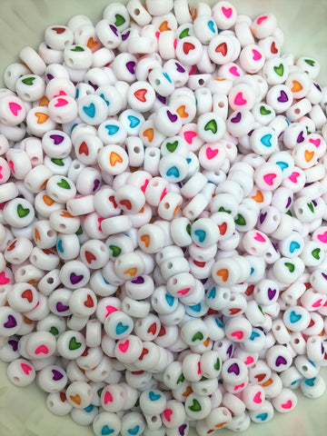 7mm Round White Beads with Heart Design - Premium  from Smart as a button - Just £2.25! Shop now at Smart as a button