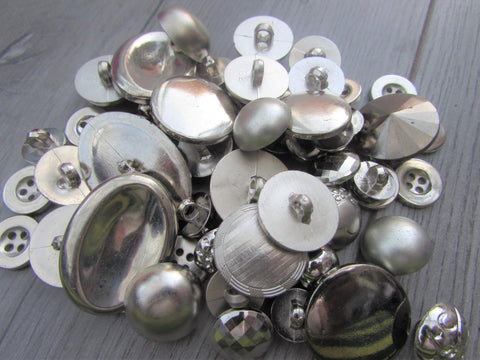 Mixed Button Assortment in Silver Colours Buttons in assorted Sizes 50g - Premium Buttons from jaytrim - Just £2.50! Shop now at Smart as a button
