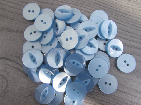 11mm, 14mm, 16mm & 19mm Buttons Blue Fisheye  Buttons 2 Hole Pks 10, 20,50,100