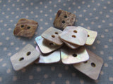 12mm Square Mother of Pearl Buttons 2 hole sew on