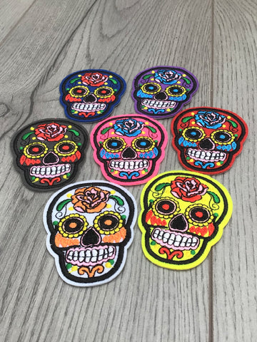 Embroidered Sugar Skull Iron Patches - Premium  from Smart as a button - Just £2.50! Shop now at Smart as a button