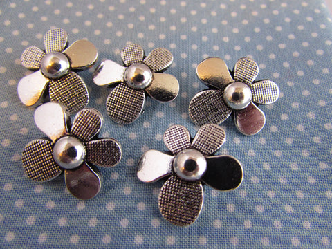 22mm Silver Buttons Tibetan Silver Flower Style Buttons in Packs of 5, 10 or 20