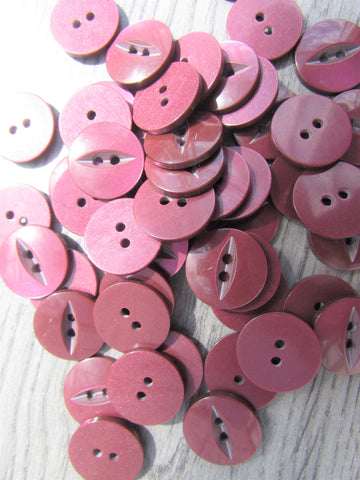 11mm & 19mm Buttons Burgandy Wine Fisheye  Buttons 2 Hole Pks 10, 20, 50, 100
